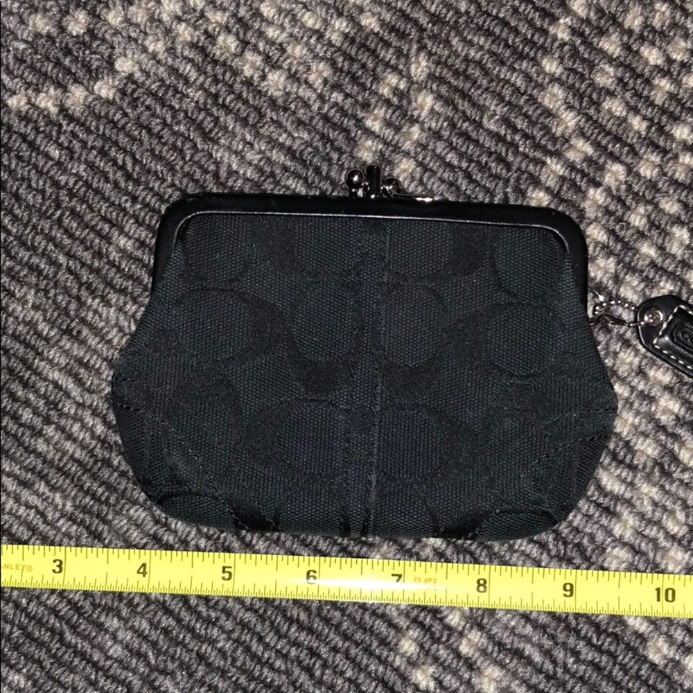 Coach black signature kisslock case